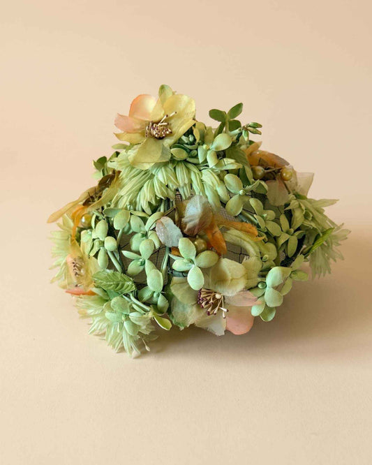 Vintage 1940s 1950s Floral Hat | Himmelhoch’s Detroit Green Flower Toque | Garden Party Hat