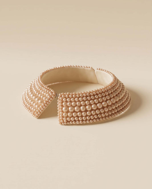 Vintage Glentex Pearl Collar Made in Japan 1950s 1960s Detachable Beaded Peter Pan Collar Ivory Champagne Bridal Accessory