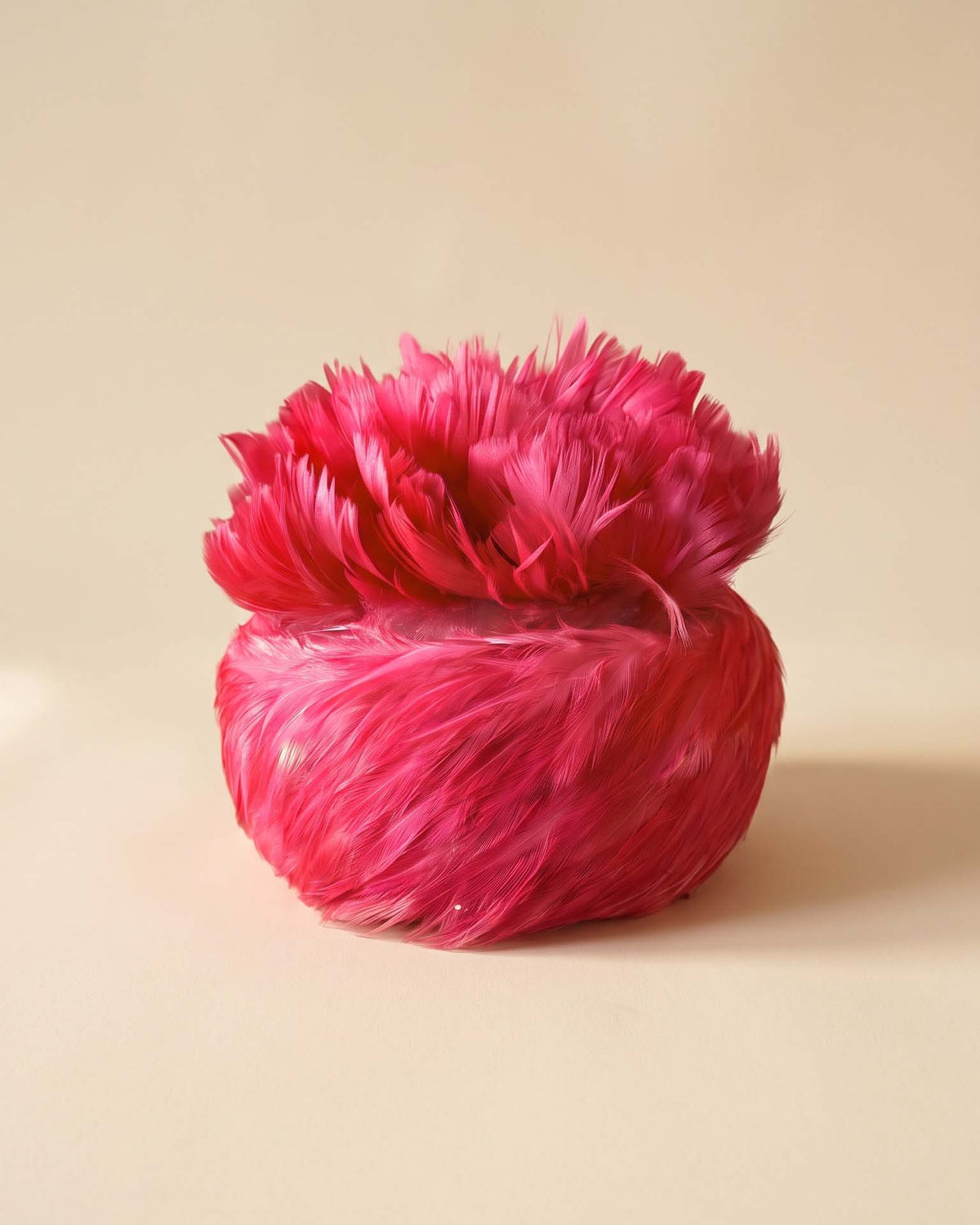 Vintage 1950s Hot Pink Feather Turban Hat Fuchsia Statement Cocktail Hat Mid Century Women's Millinery