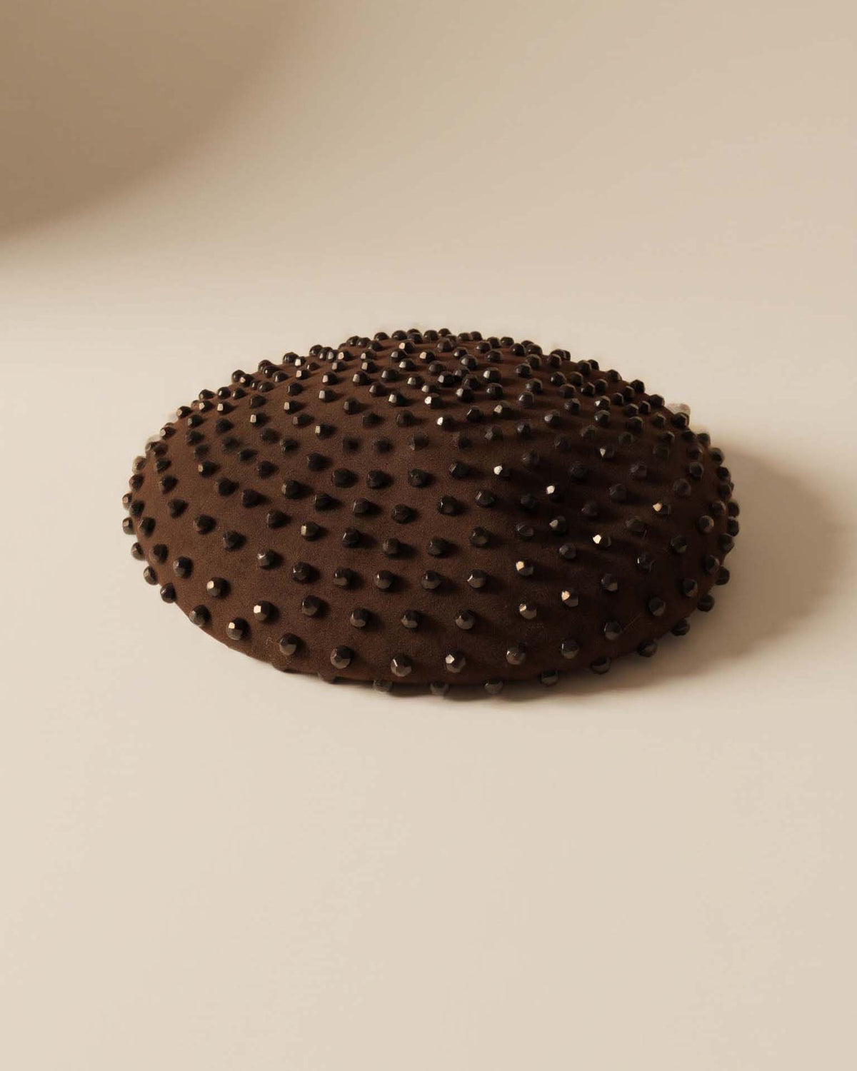 Vintage 1950s Brown Felt Percher Hat Shye Black Jet Beaded Cocktail Hat Harzfelds Kansas City Mid Century Millinery