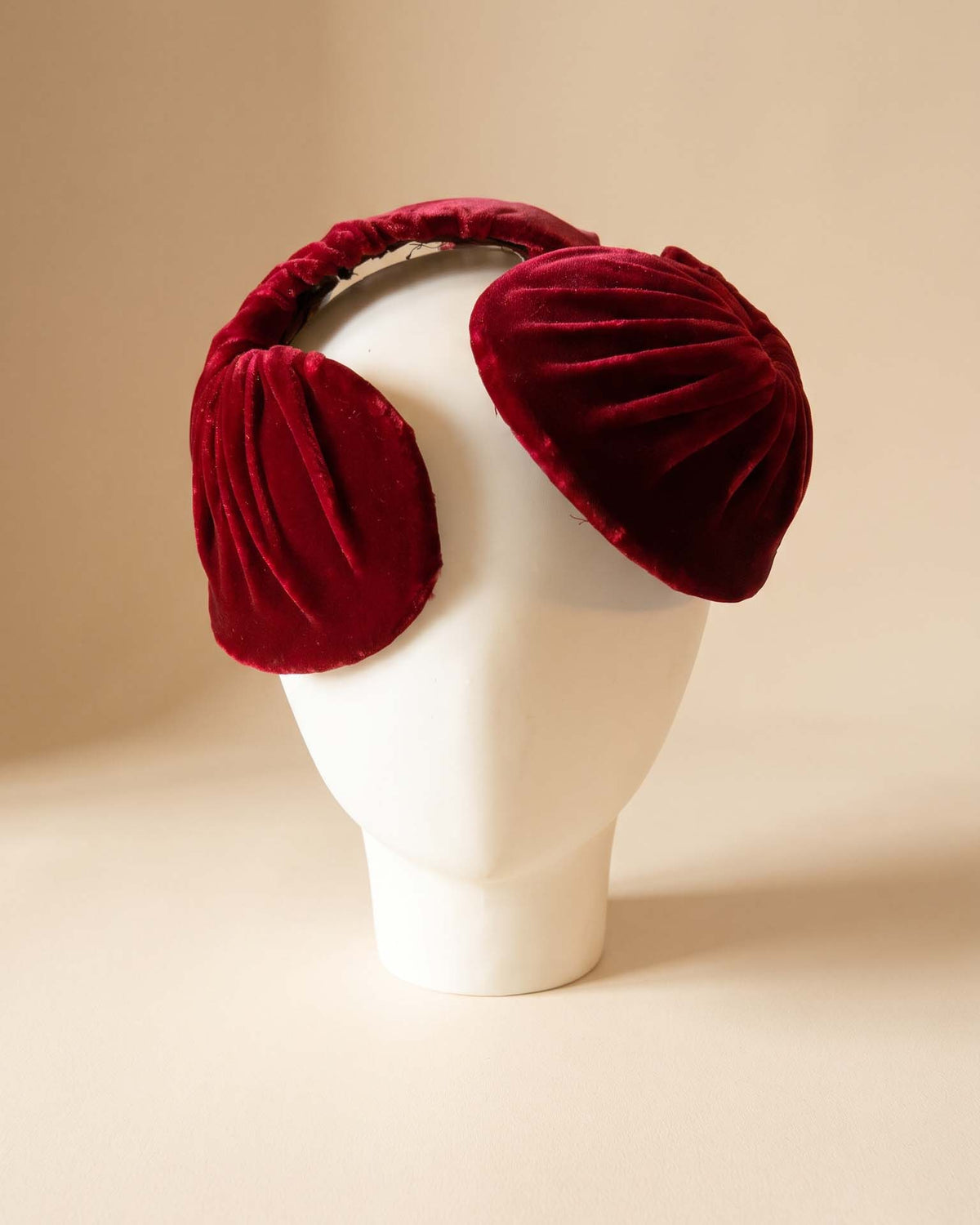 Vintage 1940s Walters Burgundy Velvet Holiday Hat Open Crown Sculptural Half Hat Fascinator